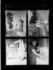 Women with coat; Woman with mason jars; Woman at freezer; Woman and man standing on street (4 Negatives), August - December 1956, undated [Sleeve 12, Folder g, Box 11]